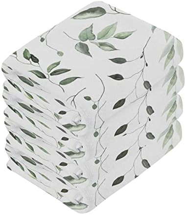 Kigai Green Leaves 12x12 Cotton Washcloth Set for Bathroom More