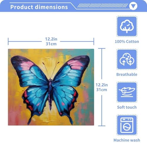 YETTASBIN Butterfly Washcloths 2 Pack - Soft Absorbent Cotton Towels