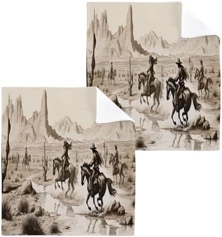 YETTASBIN Cowboy Washcloth Set 2-Piece Skin-Soft Reusable Multiple Uses