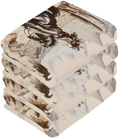 YETTASBIN Western Cowboy Washcloths 2 Pack