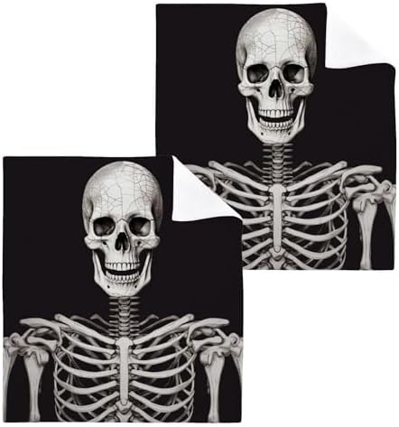 YETTASBIN Skull Washcloths 2 Pack Soft Absorbent Towels