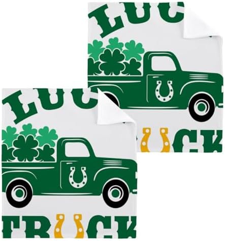St Patrick Day Truck Washcloths 2 Pack Soft Absorbent Cotton Towels