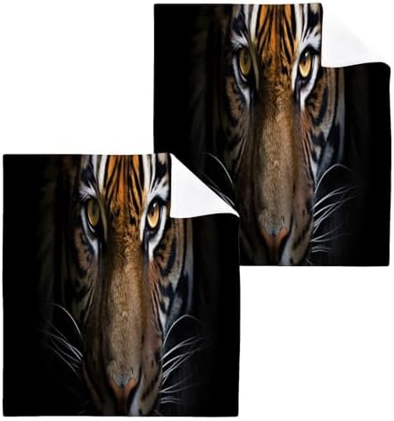YETTASBIN Tiger Washcloths 2 Pack Soft Absorbent Towels