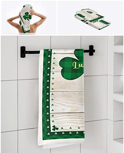 ZOE GARDEN Buffalo Plaid Check Shamrock Bath Towels Set