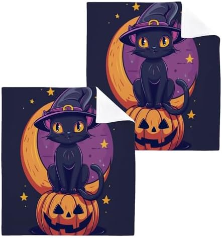 Halloween CAT Washcloth Set Spooky Soft Reusable for Kids Babies