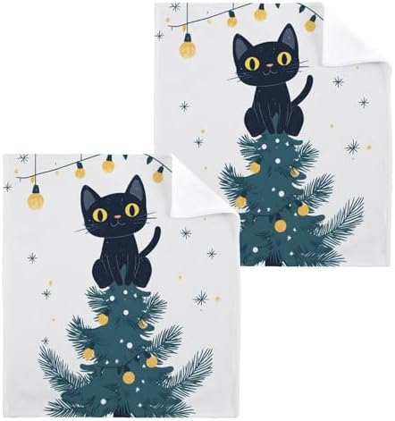 Xigua Christmas Tree Multi-Purpose Cat Washcloth Set of 2-12