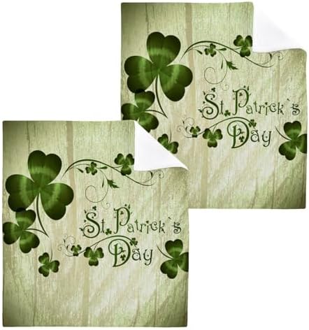 St Patricks Day Clover Washcloth Set - Soft Reusable 12x12