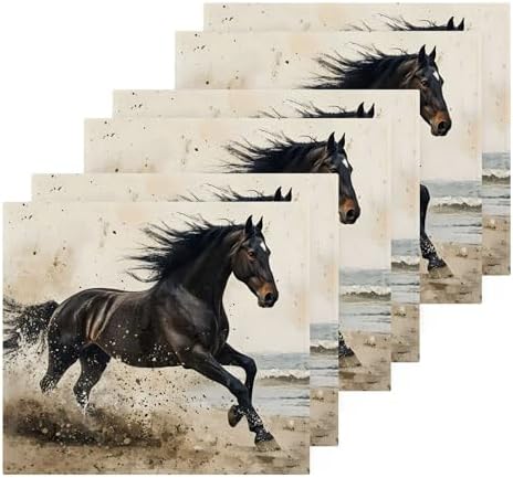 xigua Black Horse Washcloths Set of 2 - 12x12 Inch