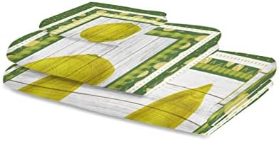 Start Your Summer with Shine-Home Lemon Polka Dot Buffalo Check Towels Set