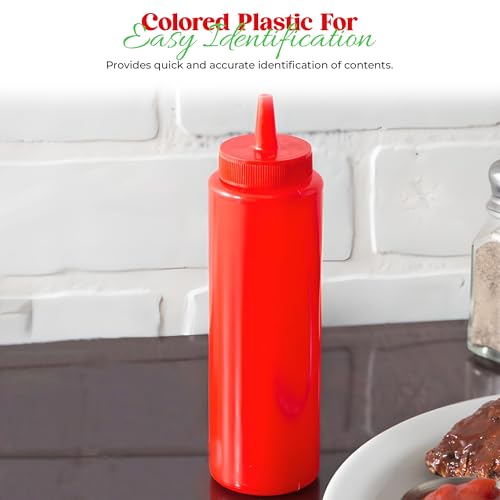 OCS Parts 8 Ounce Red Squeeze Condiment Bottle