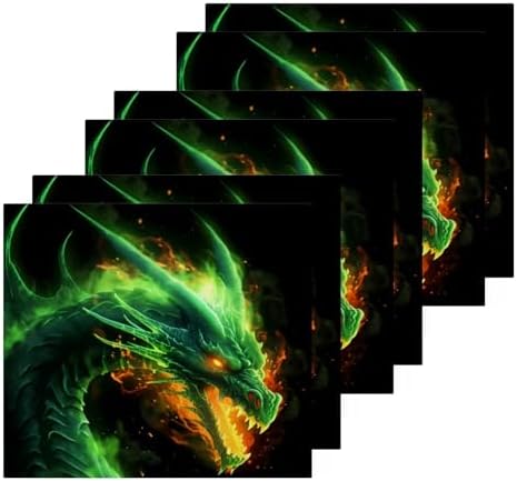 Green Fire Dragon Washcloth Set 2 x 12x12 inch Soft Cotton Face Towels