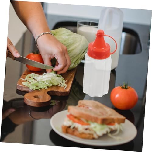Set of 4 Condiment Squeeze Bottles for Salad Dressing and More