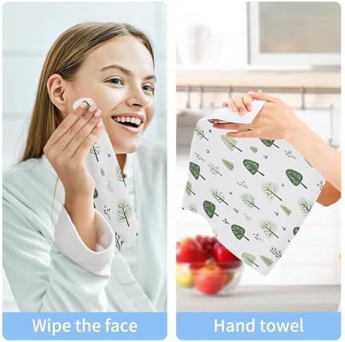 Experience Ultimate Convenience With Xigua Green Trees Cotton Washcloth Set