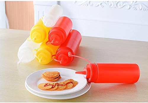 Sleek 3-Piece Squeeze Dispenser for Ketchup Mustard and Vinegar in Red