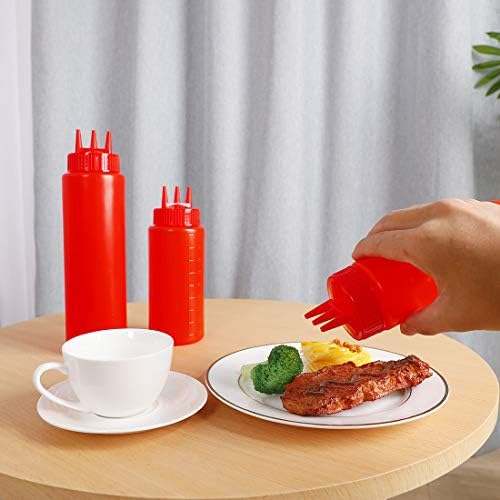 15oz Red Durable Squeeze Bottle Multi-Purpose Kitchen Tool Leak-Proof