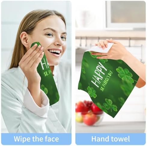 St Patricks Day Clover Washcloth Set Soft Absorbent Baby Towels