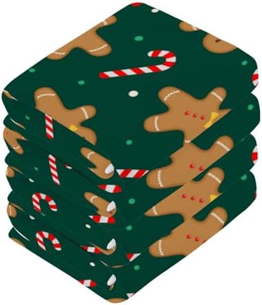 Christmas Gingerbread Man Washcloth Set 12x12 Soft Absorbent Washcloths