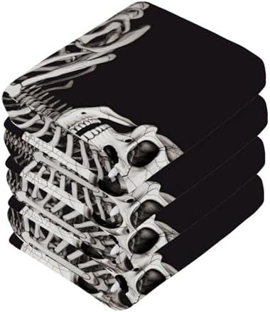 YETTASBIN Skull Washcloths 2 Pack Soft Absorbent Towels