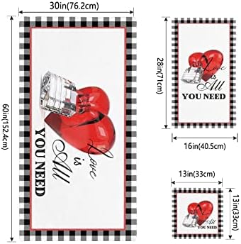 Multifunctional Valentines Bath Towels w Love Plaid Design