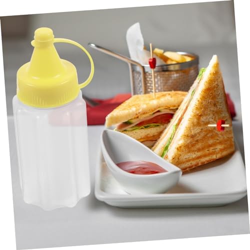 4pcs Reusable Condiment Squeeze Bottles for Ketchup Mustard Honey and Salad Dressings