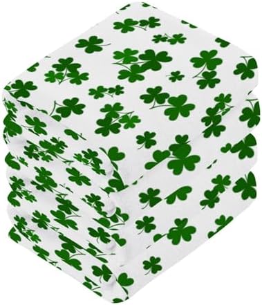 St Patricks Day Clover Washcloth Set Soft Absorbent