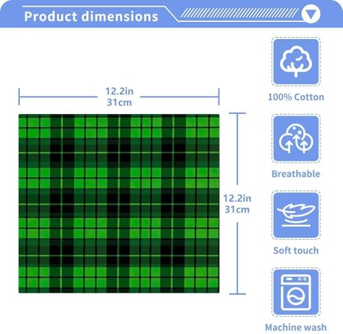 Reusable Buffalo Plaid Soft Cotton Face Towels