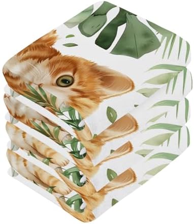YETTASBIN Cat Leaves Washcloth Set 2-Pack
