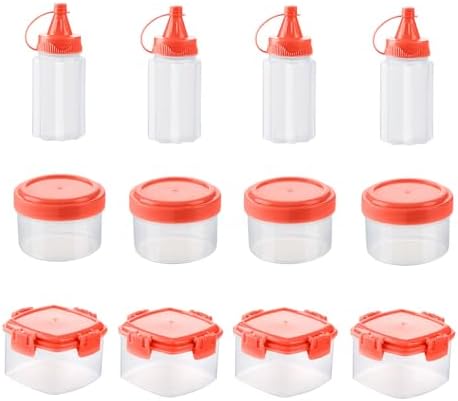 12-Piece Set of Mini Plastic Sauce Squeeze Bottles