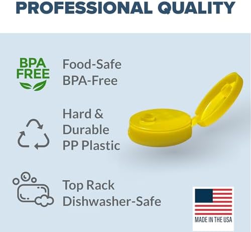 Pinnacle Mercantile Squeeze Bottle Caps - Yellow Replacement Condiment Caps