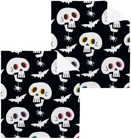 Xigua Halloween Skull Washcloth Set - Fast Durable Towels for Kitchen and Travel