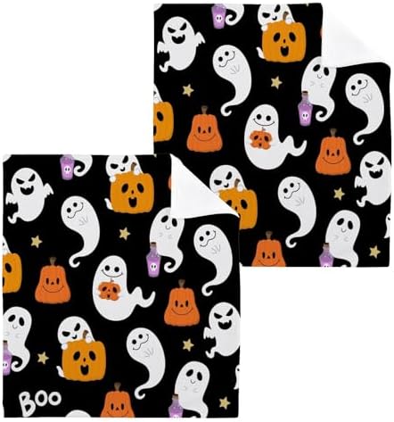 Halloween Ghost Washcloths 2 Pack Soft Absorbent Towels