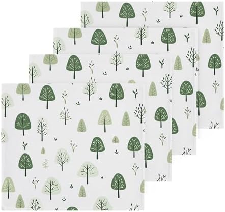 Experience Ultimate Convenience With Xigua Green Trees Cotton Washcloth Set