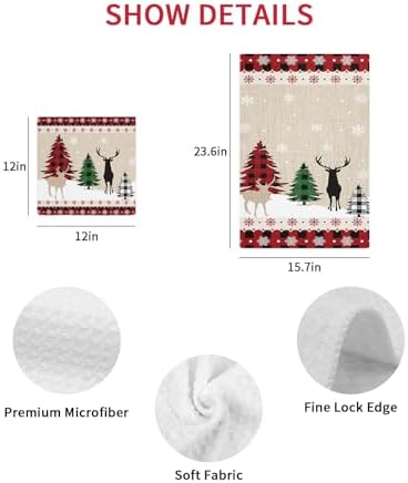Falaniique Christmas Reindeer Waffle Dish Towel Set of 2
