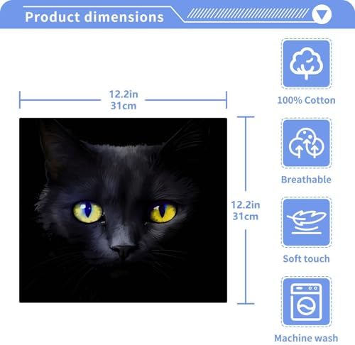 Black Cat Washcloths 2 Pack Soft Absorbent Cotton Face Towels