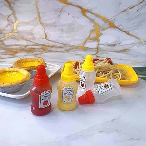4 Piece Set Compact Squeeze Bottle Portable Reusable Lunchbox Condiment Dispenser