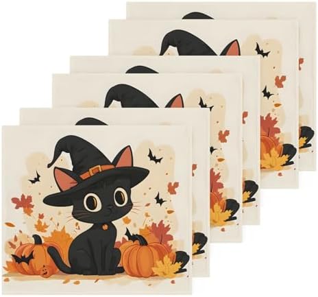 Xigua Cute Black Cat Washcloths Set of 2 12x12 Inch