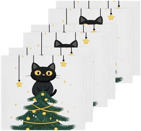 Xigua Christmas Tree Cat Washcloth Set 2-12 12x12 Inch