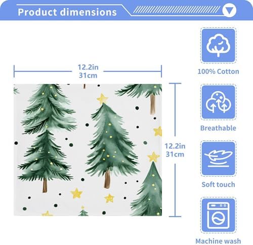 Xigua Christmas Tree Washcloth Set - Fast Drying Multi-Purpose Towels