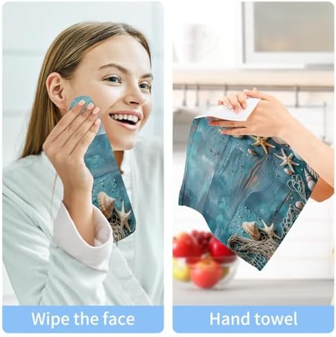Starfish Washcloth Set- Soft Absorbent Reusable Perfect for Home Travel