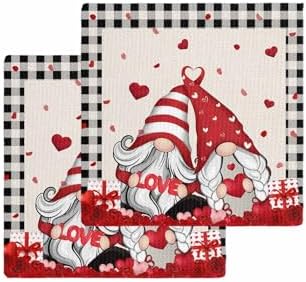 Valentines Day Waffle Towel Set Buffalo Black Gnomes Love