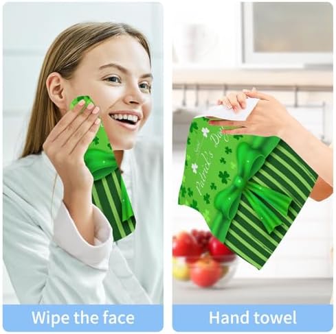St Patricks Day Clover Washcloths - Soft Absorbent Reusable