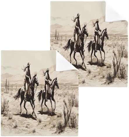 Desert Cowboy Washcloth Set 12x12 Soft Cotton Face Towels