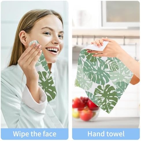 Burbuja Green Palm Leaves 100 Cotton Washcloth Set
