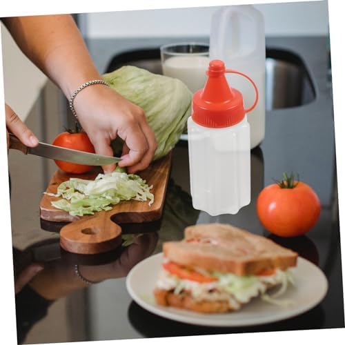 Homoyoyo 4-Pack Plastic Squeeze Condiment Bottles with Caps