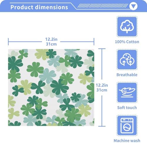 St Patricks Day Shamrock Soft Cotton Washcloths 2-Pack