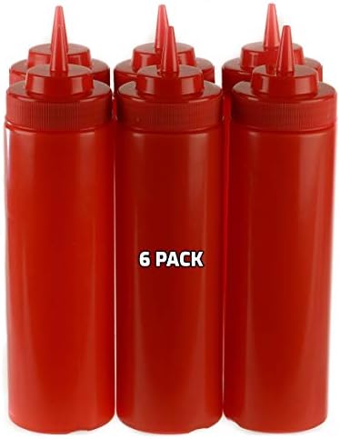 EcoQuality 6-Pack Red Squeeze Condiment Bottles