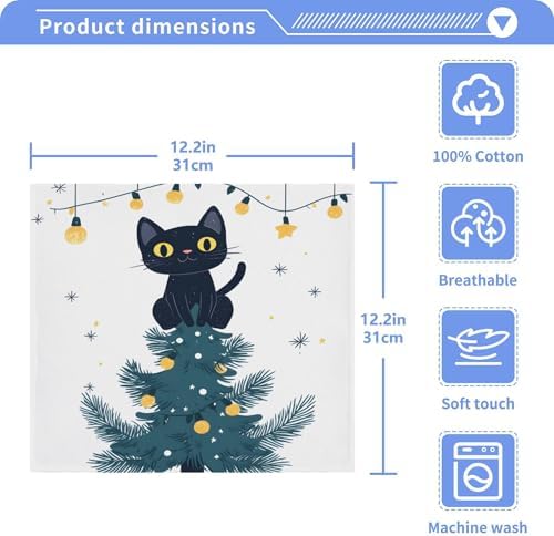 Xigua Christmas Tree Multi-Purpose Cat Washcloth Set of 2-12