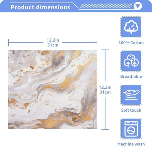 Marble Washcloth Set Soft Reusable Aesthetic Bath Towels with 12x12 Size