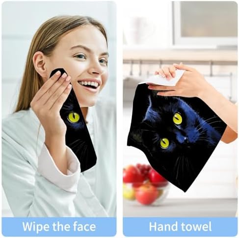 YettasinBin Black Cat Reusable Washcloth Set