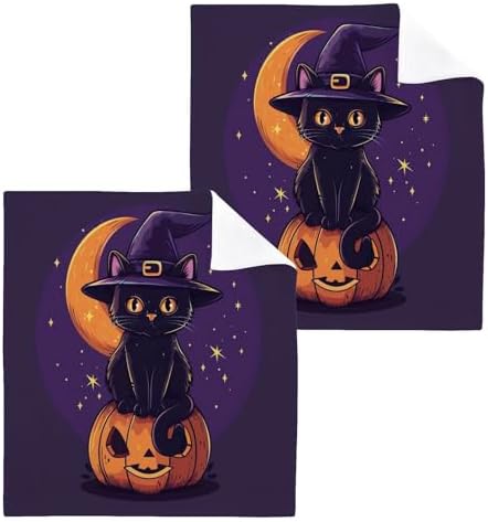 Halloween Cat Washcloth Set for Home Kitchen